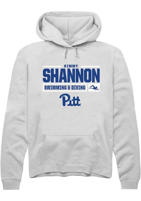 Kimmy Shannon Rally Mens White Pitt Panthers NIL Stacked Box Hooded Sweatshirt