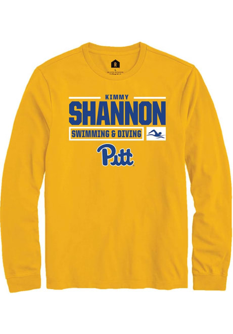 Kimmy Shannon Rally Mens Gold Pitt Panthers NIL Stacked Box Tee