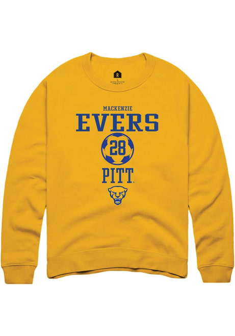 Mackenzie Evers Rally Mens Gold Pitt Panthers NIL Sport Icon Crew Sweatshirt