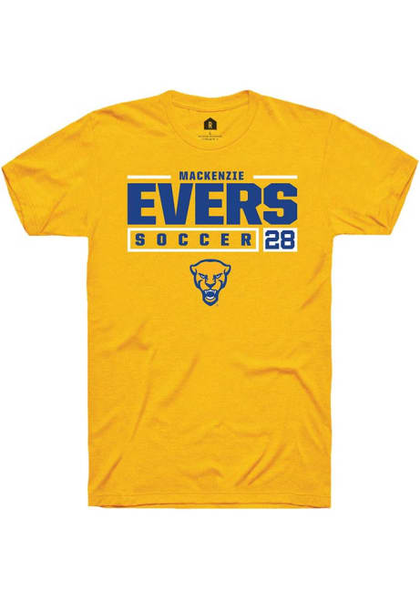 Mackenzie Evers Gold Pitt Panthers NIL Stacked Box Short Sleeve T Shirt