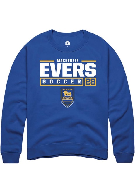 Mackenzie Evers Rally Mens Blue Pitt Panthers NIL Stacked Box Crew Sweatshirt