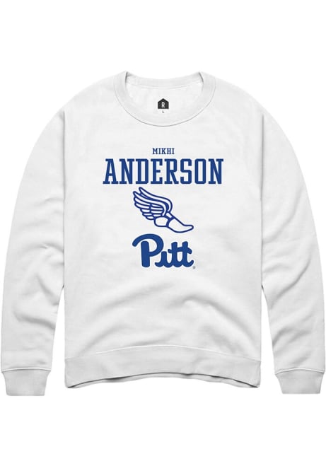 Mikhi Anderson Rally Mens White Pitt Panthers NIL Sport Icon Crew Sweatshirt