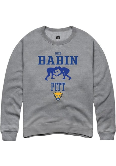 Nick Babin Rally Mens Graphite Pitt Panthers NIL Sport Icon Crew Sweatshirt