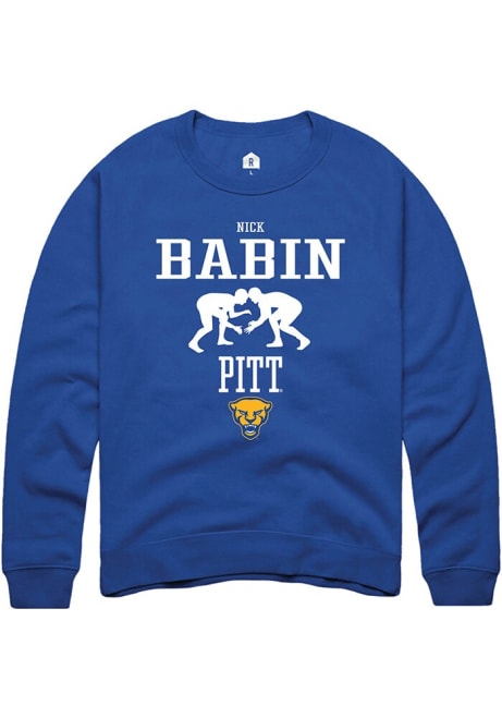 Nick Babin Rally Mens Blue Pitt Panthers NIL Sport Icon Crew Sweatshirt