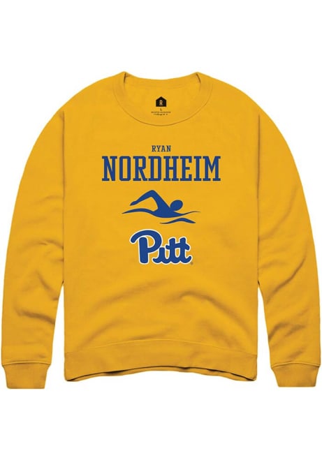 Ryan Nordheim Rally Mens Gold Pitt Panthers NIL Sport Icon Crew Sweatshirt