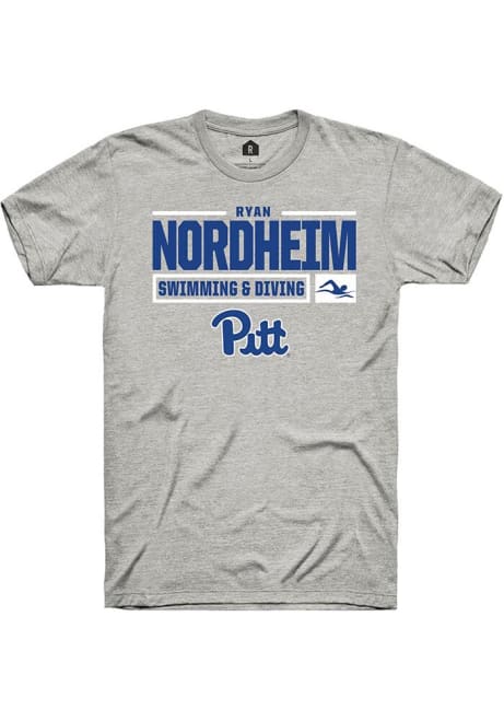 Ryan Nordheim Ash Pitt Panthers NIL Stacked Box Short Sleeve T Shirt