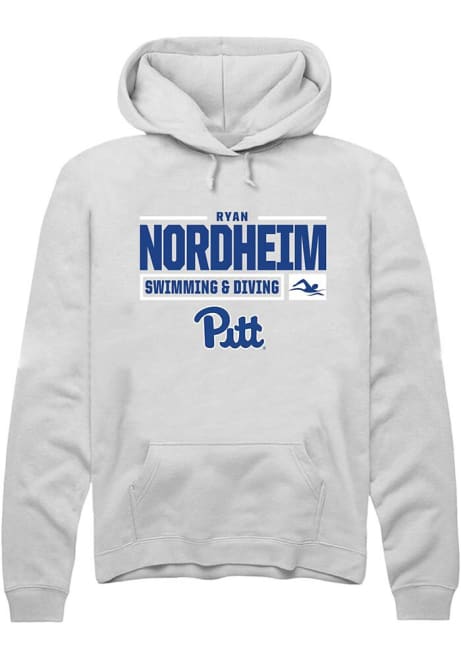 Ryan Nordheim Rally Mens White Pitt Panthers NIL Stacked Box Hooded Sweatshirt