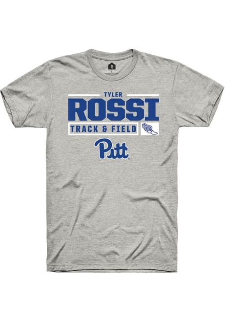 Tyler Rossi Ash Pitt Panthers NIL Stacked Box Short Sleeve T Shirt