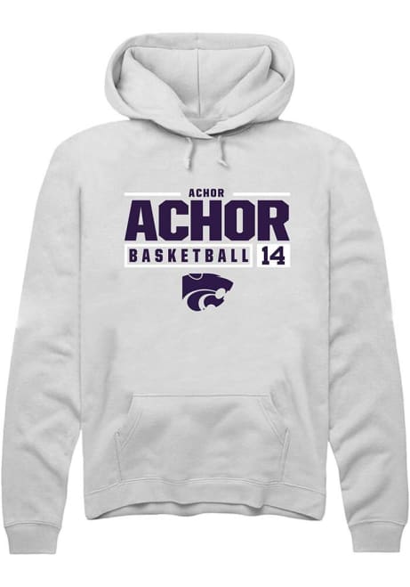 Achor Achor Rally Mens White K-State Wildcats NIL Stacked Box Hooded Sweatshirt