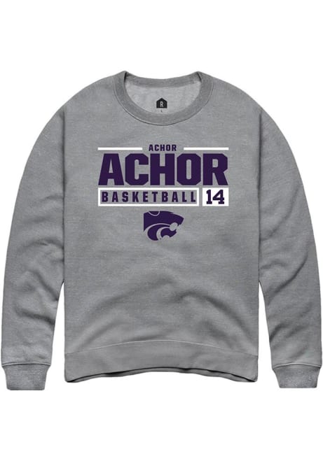 Achor Achor Rally Mens Graphite K-State Wildcats NIL Stacked Box Crew Sweatshirt