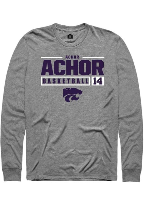 Achor Achor Rally Mens Graphite K-State Wildcats NIL Stacked Box Tee