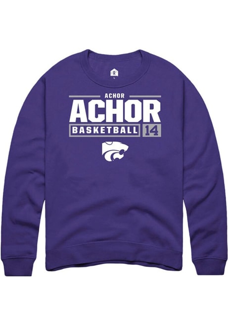 Achor Achor Rally Mens Purple K-State Wildcats NIL Stacked Box Crew Sweatshirt