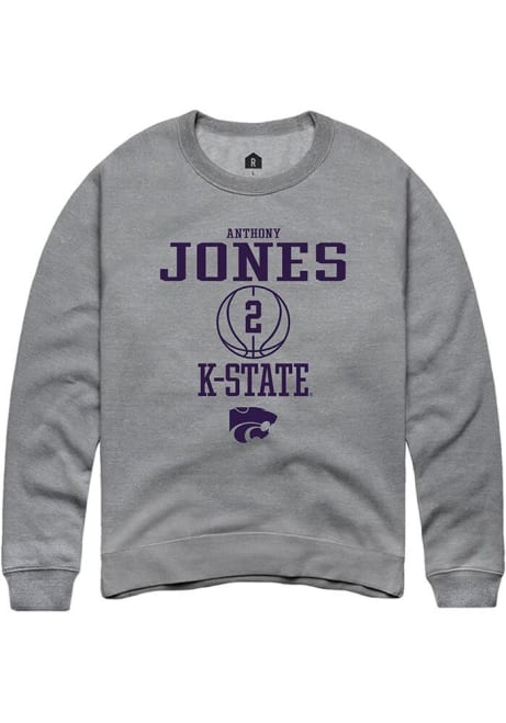 Anthony Jones Rally Mens Graphite K-State Wildcats NIL Sport Icon Crew Sweatshirt