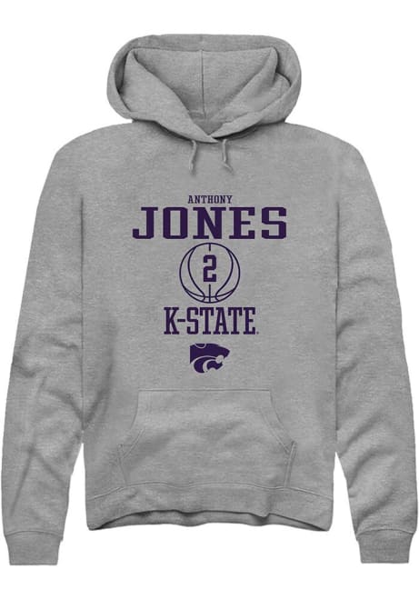 Anthony Jones Rally Mens Graphite K-State Wildcats NIL Sport Icon Hooded Sweatshirt