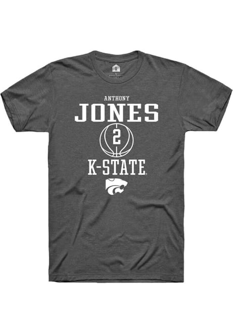 Anthony Jones Dark Grey K-State Wildcats NIL Sport Icon Short Sleeve T Shirt