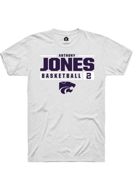 Anthony Jones White K-State Wildcats NIL Stacked Box Short Sleeve T Shirt