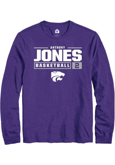 Anthony Jones Rally Mens Purple K-State Wildcats NIL Stacked Box Tee