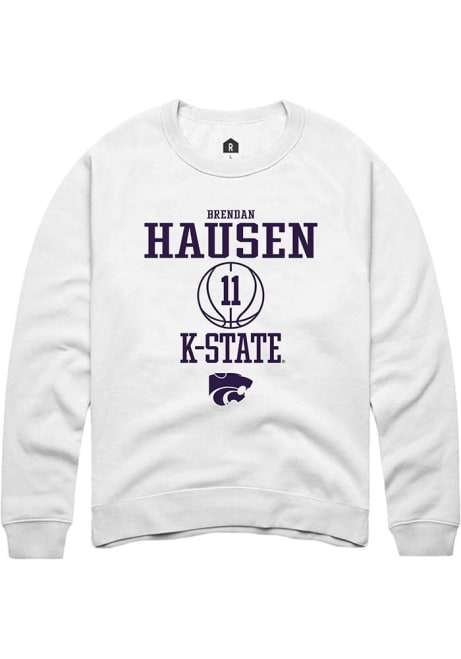 Brendan Hausen Rally Mens White K-State Wildcats NIL Sport Icon Crew Sweatshirt