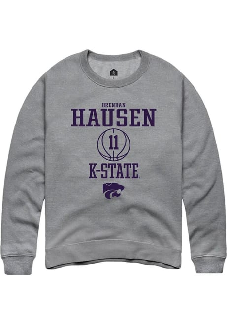 Brendan Hausen Rally Mens Graphite K-State Wildcats NIL Sport Icon Crew Sweatshirt