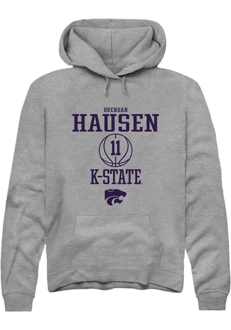 Brendan Hausen Rally Mens Graphite K-State Wildcats NIL Sport Icon Hooded Sweatshirt