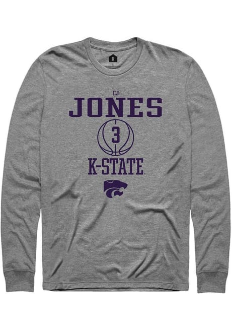 Cj Jones Rally Mens Graphite K-State Wildcats NIL Sport Icon Tee