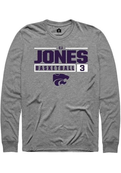 Cj Jones Rally Mens Graphite K-State Wildcats NIL Stacked Box Tee