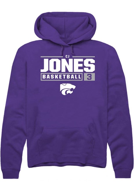 Cj Jones Rally Mens Purple K-State Wildcats NIL Stacked Box Hooded Sweatshirt