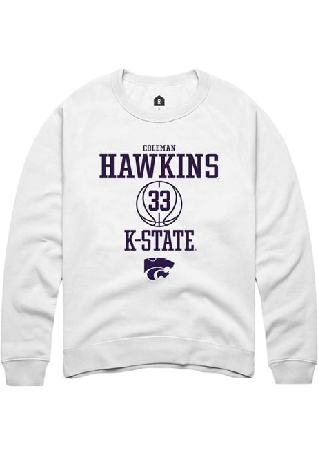 Coleman Hawkins Rally Mens White K-State Wildcats NIL Sport Icon Crew Sweatshirt