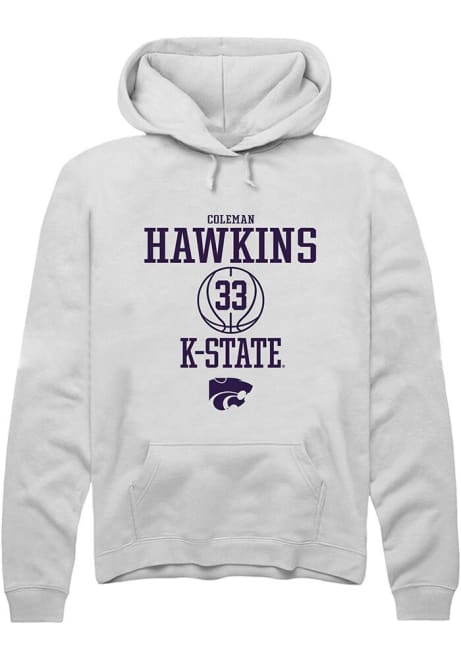 Coleman Hawkins Rally Mens White K-State Wildcats NIL Sport Icon Hooded Sweatshirt