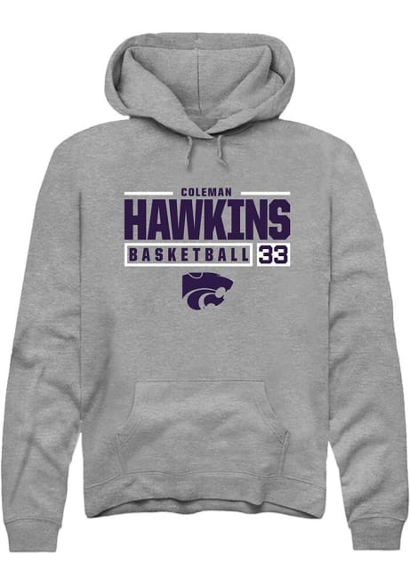 Coleman Hawkins Rally Mens Graphite K-State Wildcats NIL Stacked Box Hooded Sweatshirt