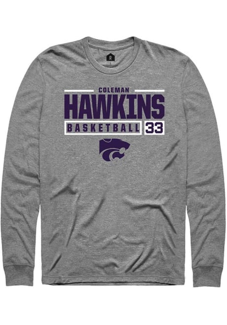 Coleman Hawkins Rally Mens Graphite K-State Wildcats NIL Stacked Box Tee