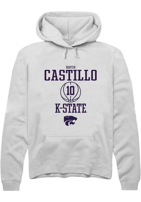 David Castillo Rally Mens White K-State Wildcats NIL Sport Icon Hooded Sweatshirt