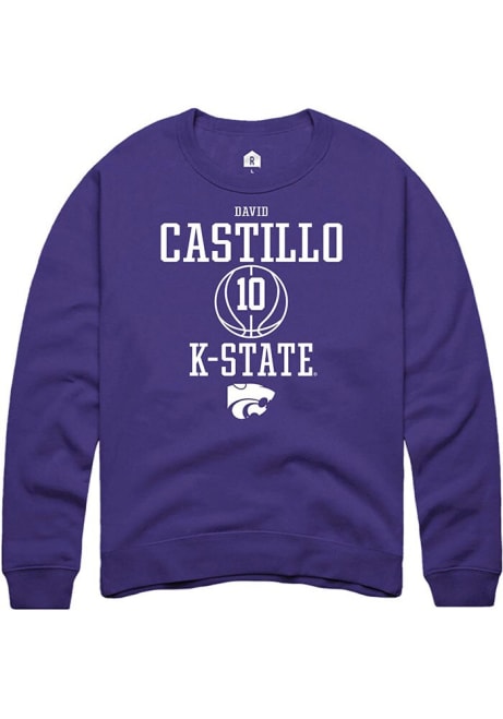 David Castillo Rally Mens Purple K-State Wildcats NIL Sport Icon Crew Sweatshirt