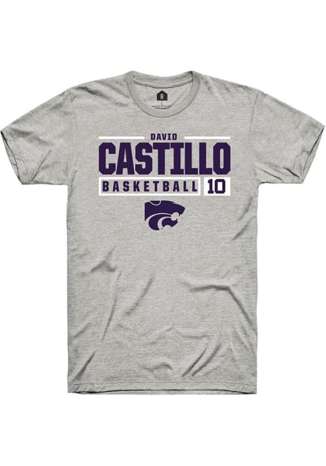 David Castillo Ash K-State Wildcats NIL Stacked Box Short Sleeve T Shirt