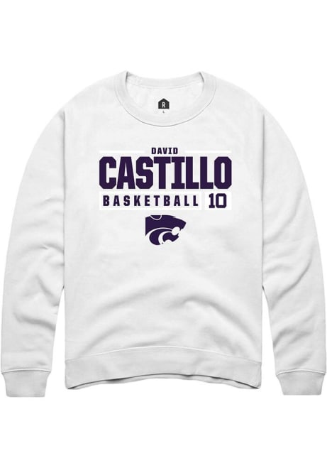 David Castillo Rally Mens White K-State Wildcats NIL Stacked Box Crew Sweatshirt