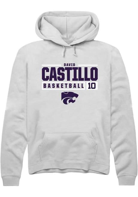 David Castillo Rally Mens White K-State Wildcats NIL Stacked Box Hooded Sweatshirt