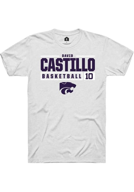 David Castillo White K-State Wildcats NIL Stacked Box Short Sleeve T Shirt