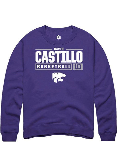 David Castillo Rally Mens Purple K-State Wildcats NIL Stacked Box Crew Sweatshirt