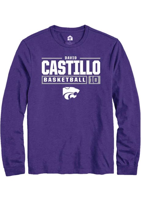 David Castillo Rally Mens Purple K-State Wildcats NIL Stacked Box Tee