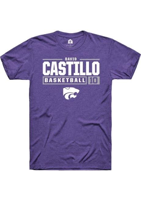 David Castillo Purple K-State Wildcats NIL Stacked Box Short Sleeve T Shirt