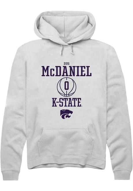 Dug McDaniel Rally Mens White K-State Wildcats NIL Sport Icon Hooded Sweatshirt