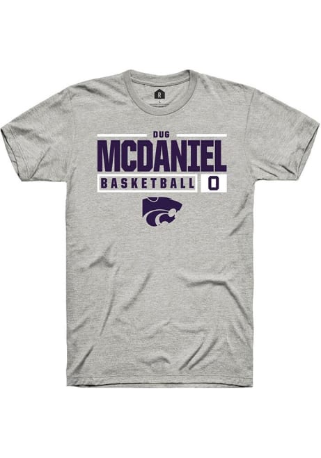 Dug McDaniel Ash K-State Wildcats NIL Stacked Box Short Sleeve T Shirt