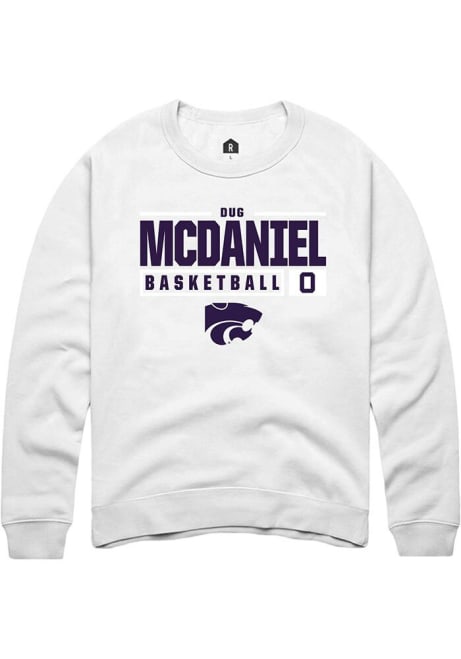 Dug McDaniel Rally Mens White K-State Wildcats NIL Stacked Box Crew Sweatshirt