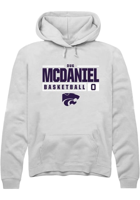 Dug McDaniel Rally Mens White K-State Wildcats NIL Stacked Box Hooded Sweatshirt