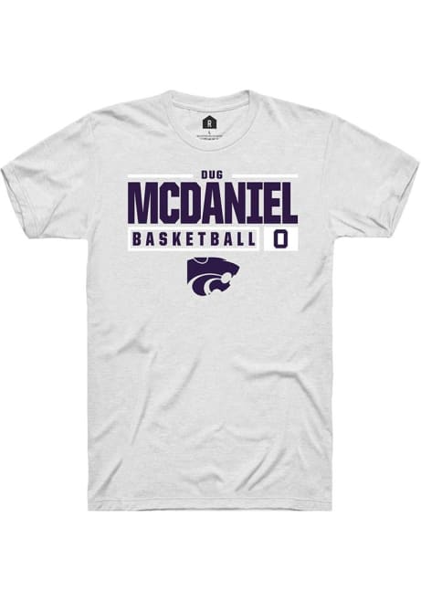 Dug McDaniel White K-State Wildcats NIL Stacked Box Short Sleeve T Shirt