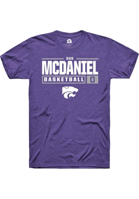 Dug McDaniel Purple K-State Wildcats NIL Stacked Box Short Sleeve T Shirt