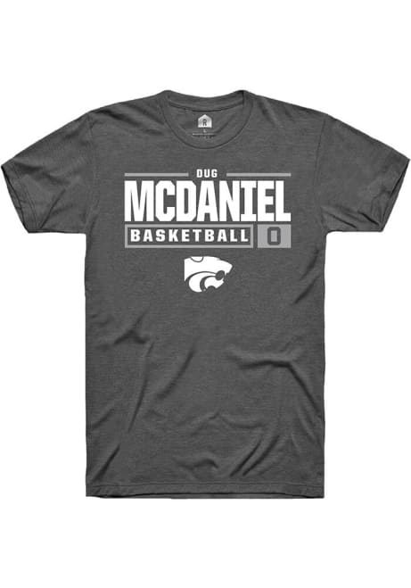 Dug McDaniel Dark Grey K-State Wildcats NIL Stacked Box Short Sleeve T Shirt