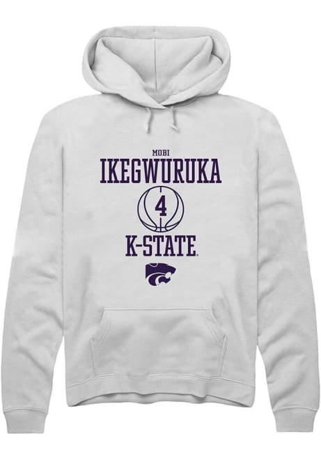 Mobi Ikegwuruka Rally Mens White K-State Wildcats NIL Sport Icon Hooded Sweatshirt