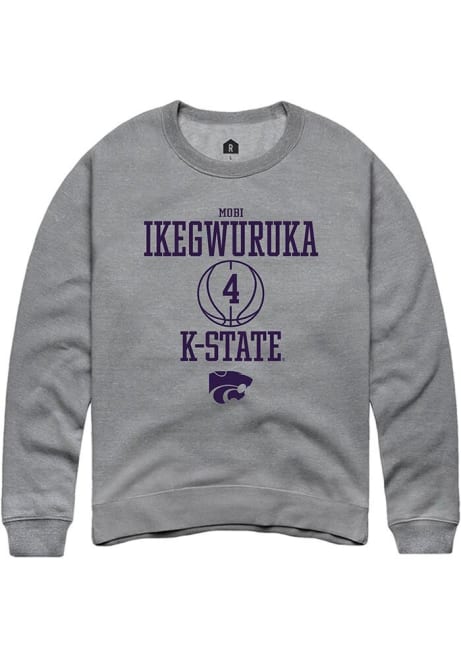 Mobi Ikegwuruka Rally Mens Graphite K-State Wildcats NIL Sport Icon Crew Sweatshirt