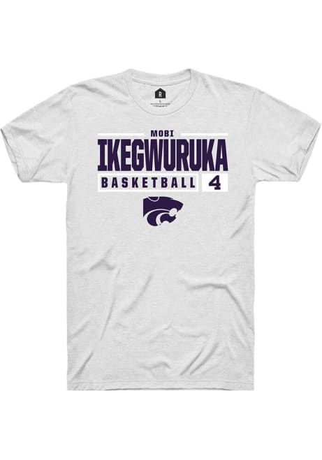 Mobi Ikegwuruka White K-State Wildcats NIL Stacked Box Short Sleeve T Shirt